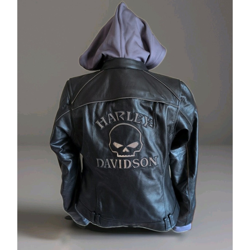 Harley-Davidson Womens SzLarge"Miss Enthusiast" Leather 3-in-1 Jacket W/Hoodie